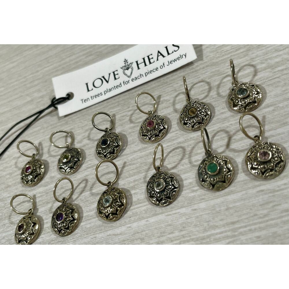 Love Heals Garnet JANUARY Birthstone Round White Bronze Charm LH82 - Picture 5 of 8